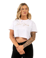Bet on Yourself Crop Tee - White w/ Gold