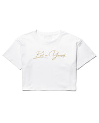 Bet on Yourself Crop Tee - White w/ Gold