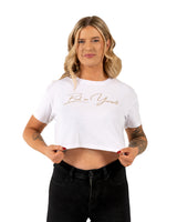 Bet on Yourself Crop Tee - White w/ Gold