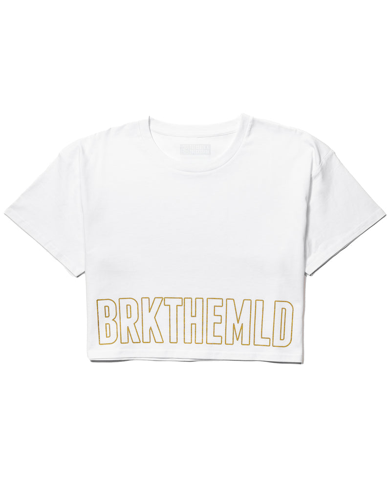 BRKTHEMLD Crop Tee - White w/ Gold
