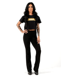 INKED Crop Tee - Black w/ Gold