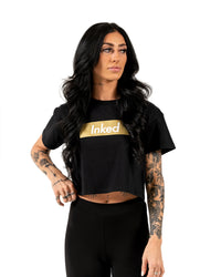INKED Crop Tee - Black w/ Gold