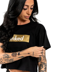 INKED Crop Tee - Black w/ Gold