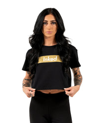 INKED Crop Tee - Black w/ Gold