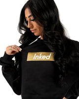 Inked Crop Crew Sweatshirt - Black w/ Gold