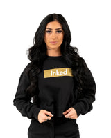 Inked Crop Crew Sweatshirt - Black w/ Gold