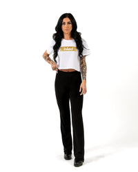 INKED Crop Tee - White w/ Gold