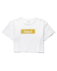 INKED Crop Tee - White w/ Gold