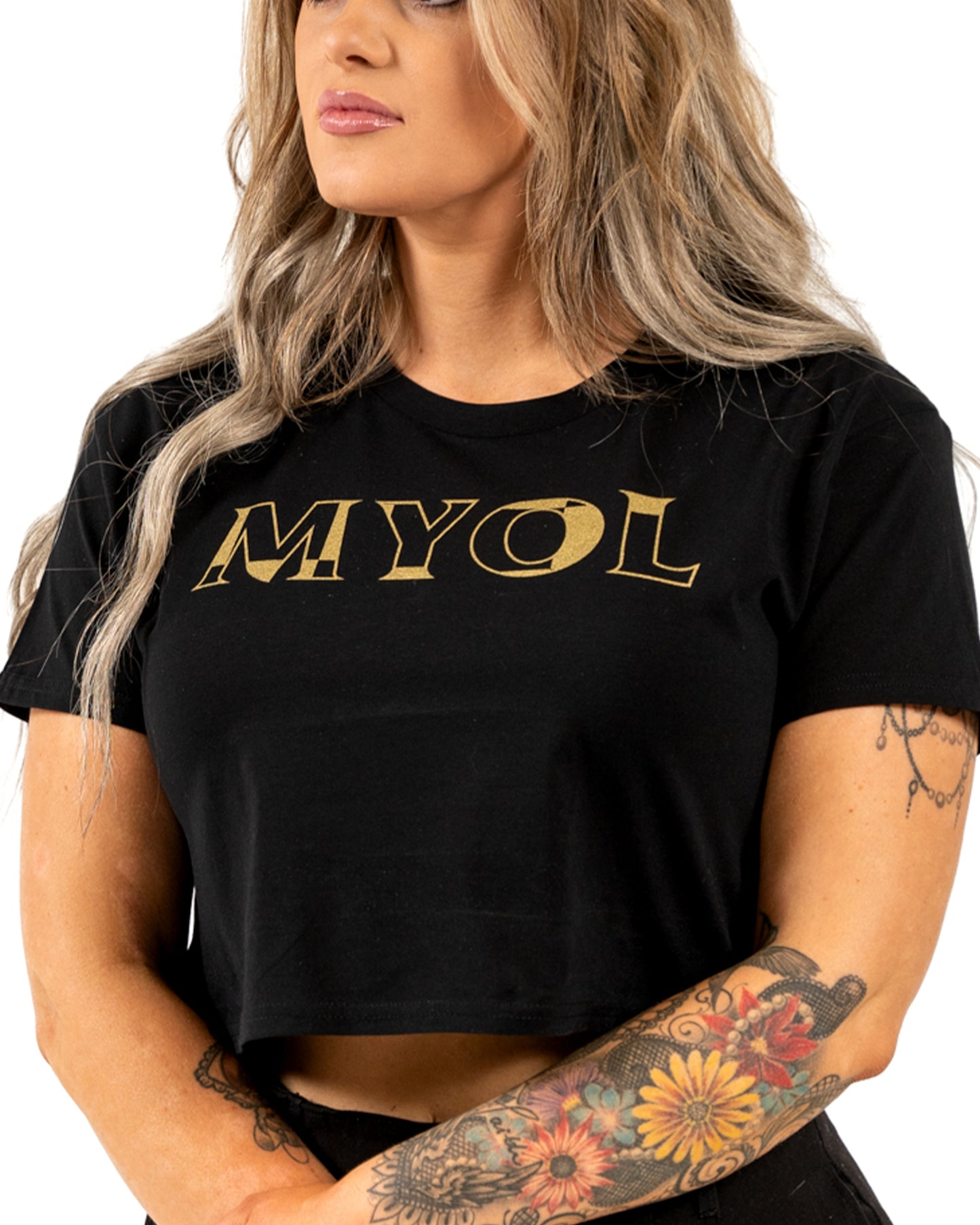 MYOL Crop Tee - Black w/ Gold