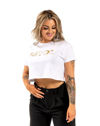 MYOL Crop Tee - White w/ Gold