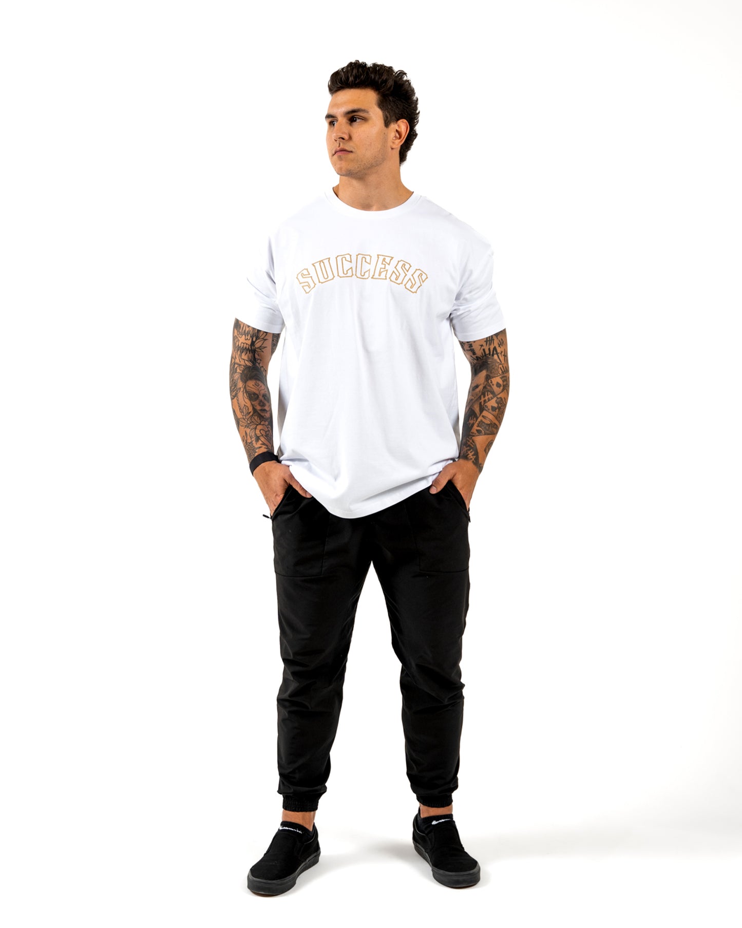 Success 18 Tee - White w/ Gold