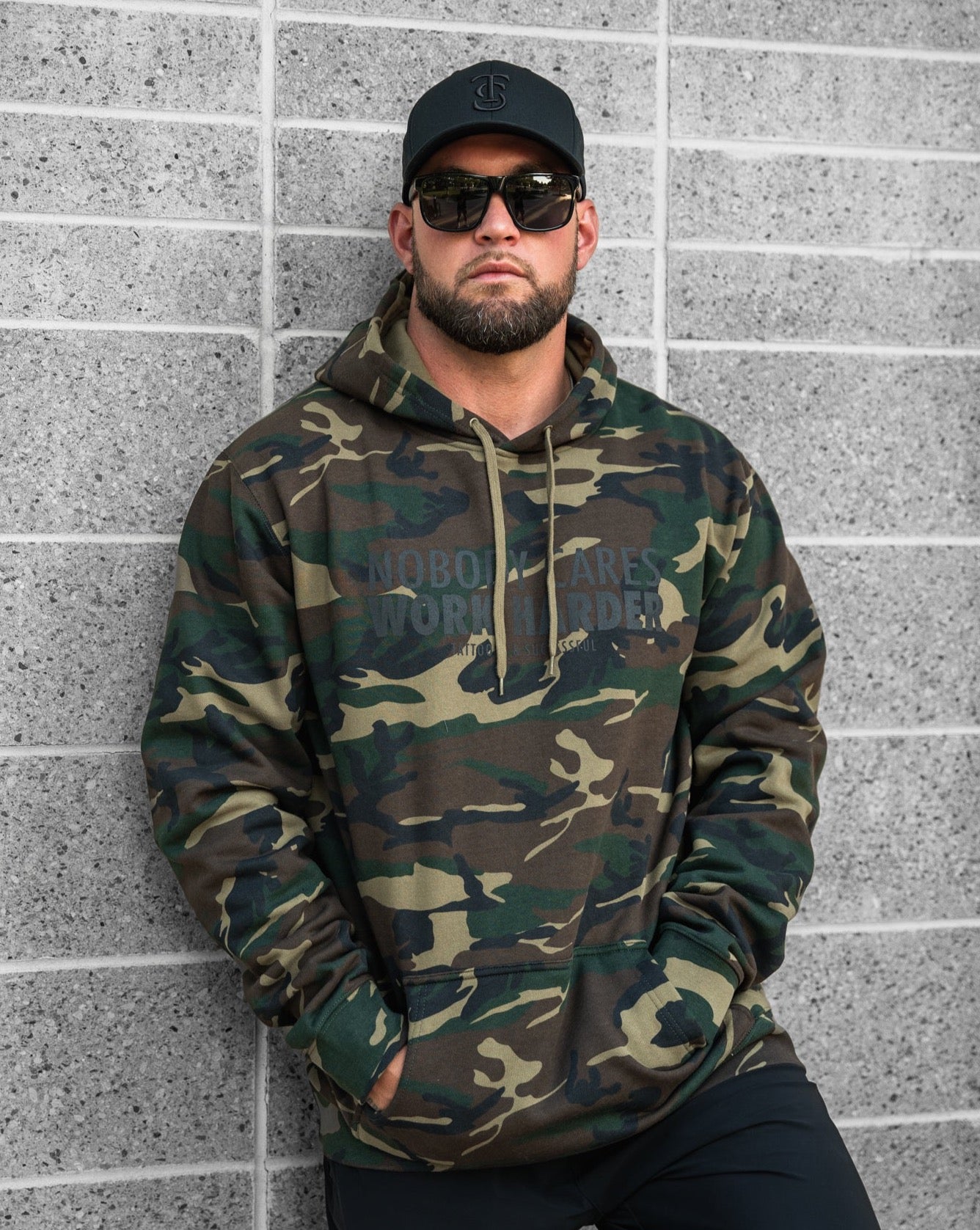 Nobody Cares Work Harder Hoodie - Green Camo