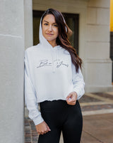 Bet On Yourself Crop Hoodie - White