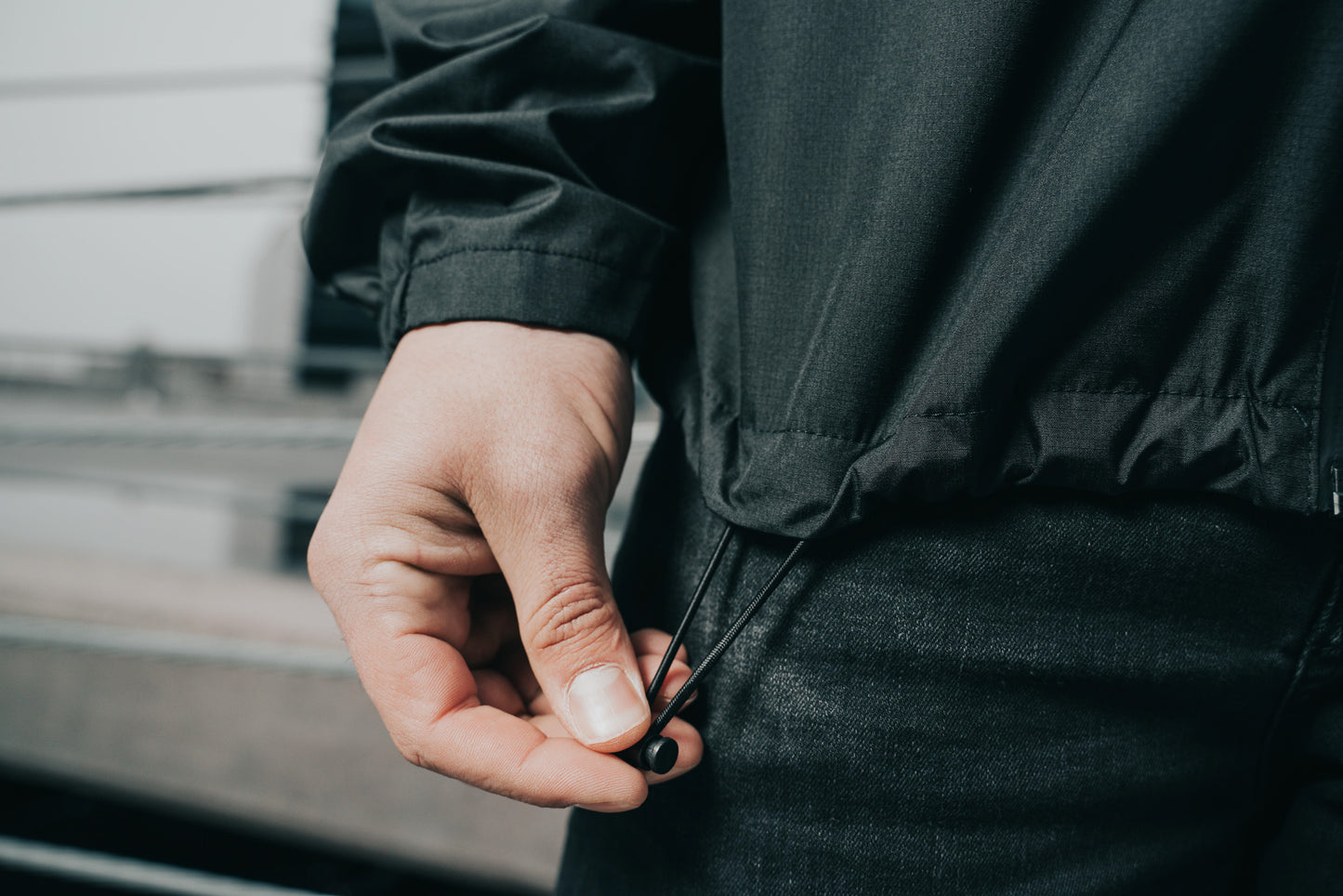 Section Patch Rain Coat - Black