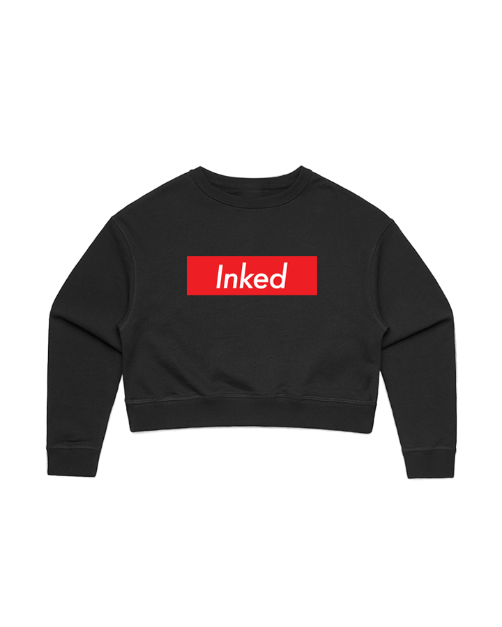 Inked Crop Crew Sweatshirt - Black