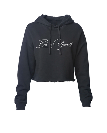 Bet On Yourself Crop Hoodie - Black
