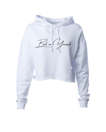 Bet On Yourself Crop Hoodie - White