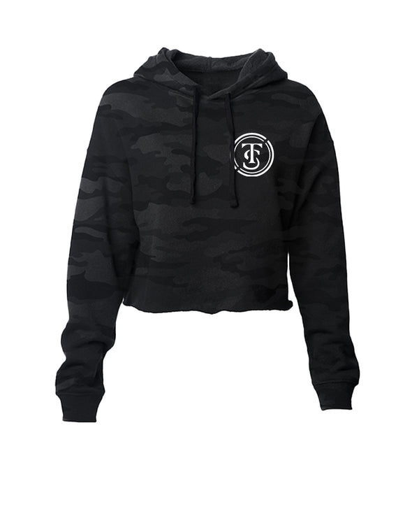 Crest Crop Hoodie - Black Camo