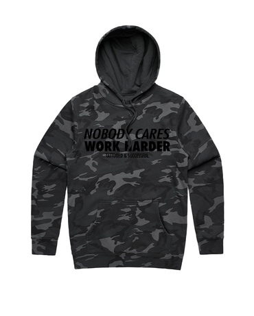 Nobody Cares Work Harder Hoodie - Black Camo