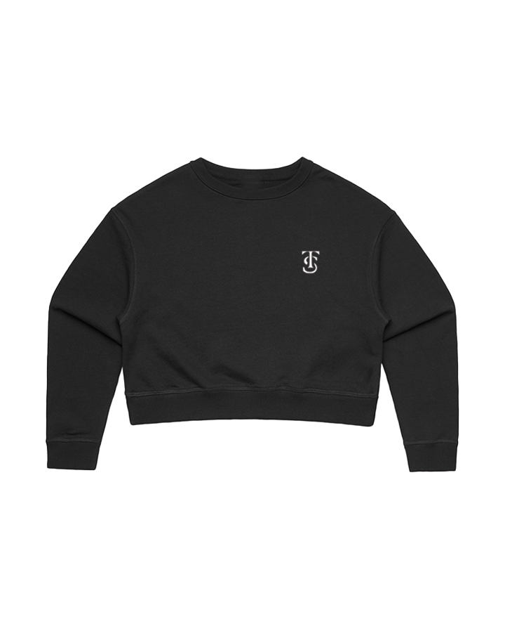 Icon Crop Crew Sweatshirt - Black
