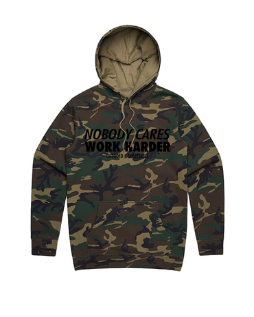 Nobody Cares Work Harder Hoodie - Green Camo