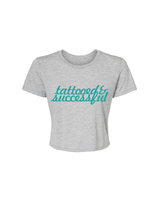 Script Crop Tee - Athletic Heather w/ Teal